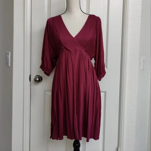 Max Studio | Dresses | Max Studio Wine Dolman Pleated Casual Dress |  Poshmark